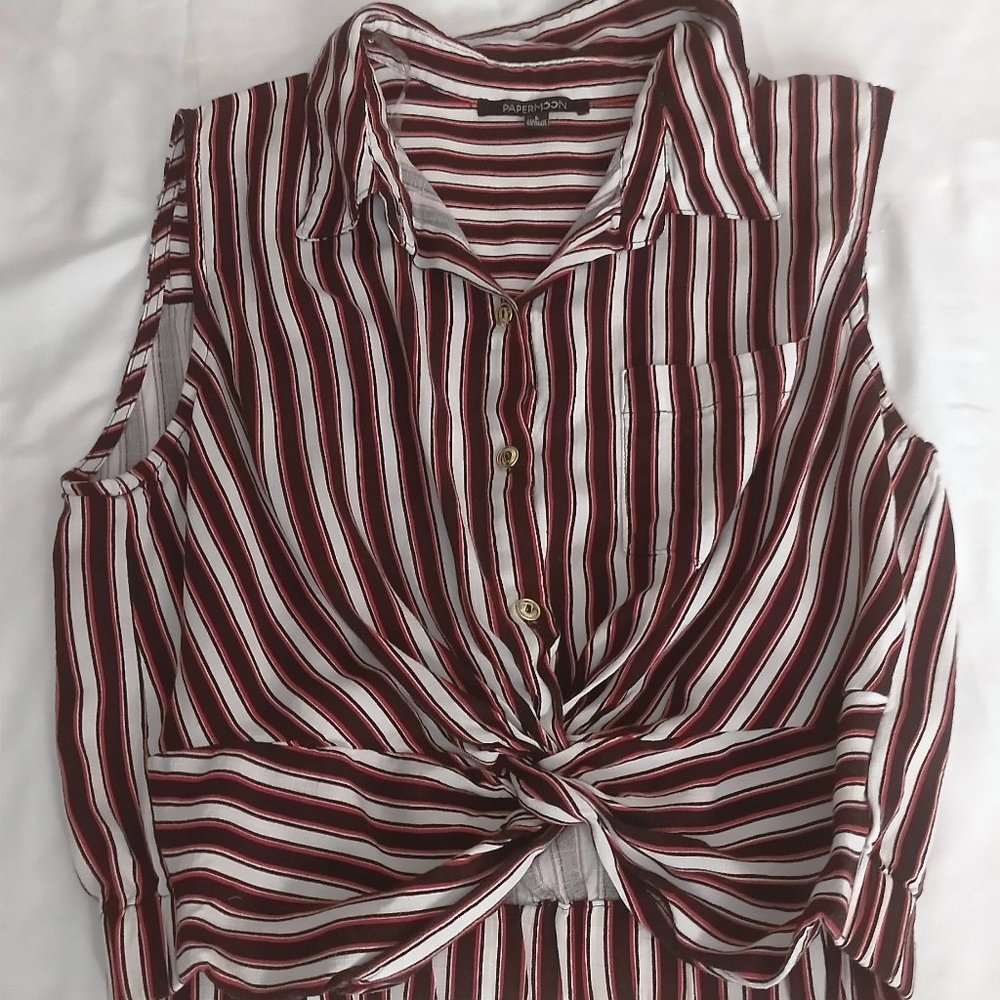Papermoon Black/White/Red Striped Shirt